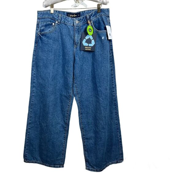 Indigo Rein Blue denim jeans low rise jeans size 15 baggy wide leg hippie retro - Picture 1 of 14